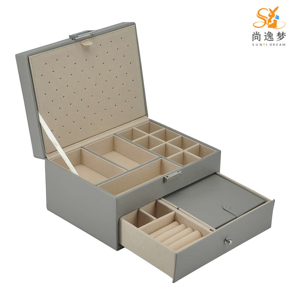 Amazon Hot Sale Multi Function Big Capacity Jewelry Case with Drawer and Mirror